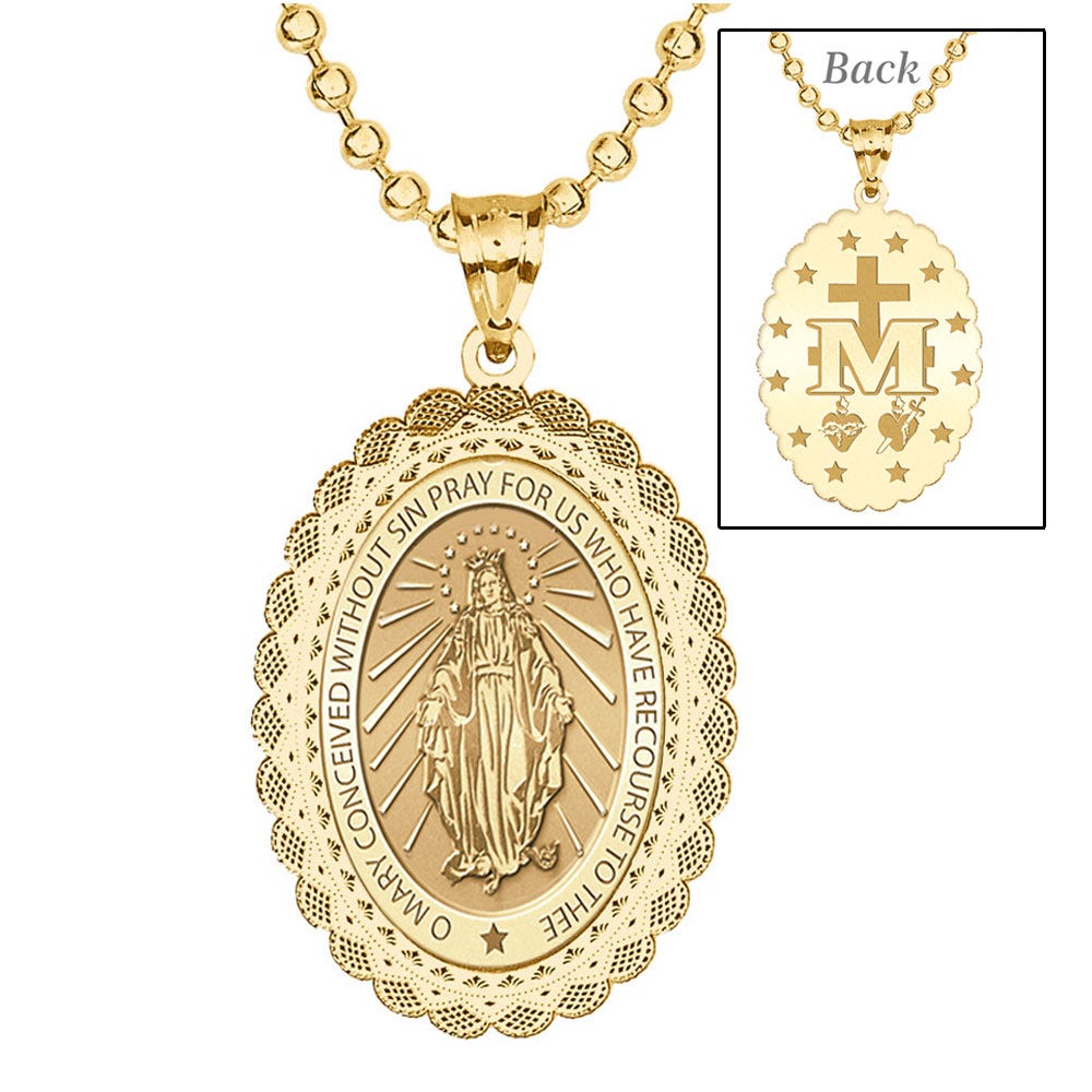 Miraculous Medal Doily Border Oval "EXCLUSIVE"