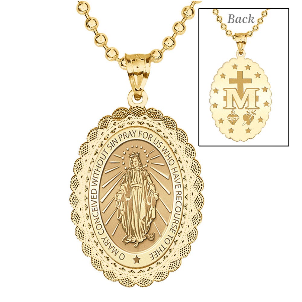 Miraculous Medal Doily Border Oval "EXCLUSIVE"