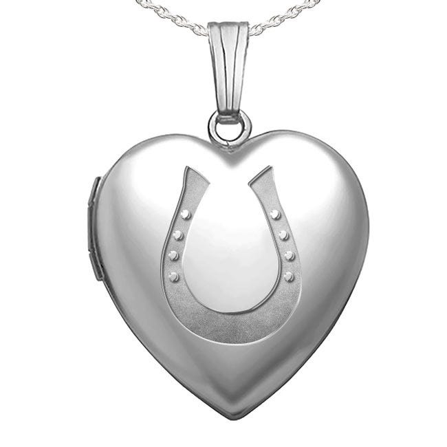 Sterling Silver Horseshoe Heart Photo Locket