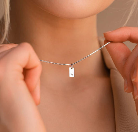 Dainty Initial Pendant with Chain