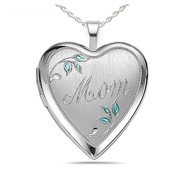 Sterling Silver Mom Heart Photo Locket