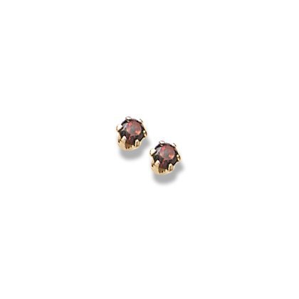14K Yellow Gold Child's Genuine  Garnet Birthstone Stud Earrings