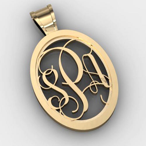 Oval Monogram 3-Letter Vine Cut-Out Pendant