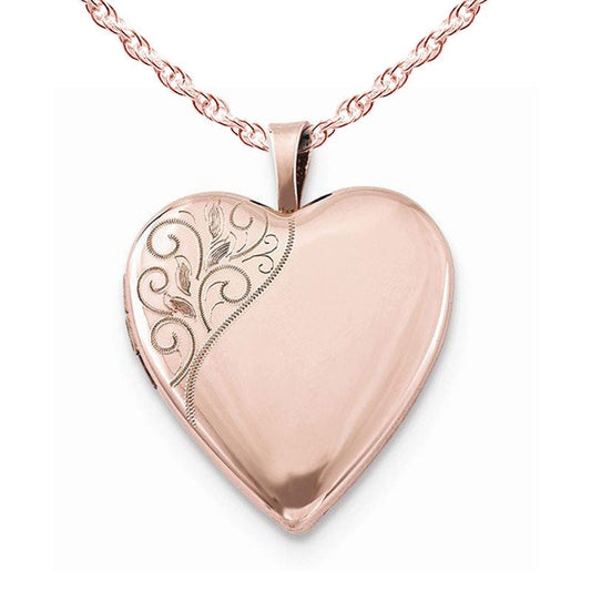 Rose Gold Plated Floral Heart Photo Locket