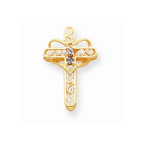 14k Genuine 2 Stone Mother\'s Cross Pendant