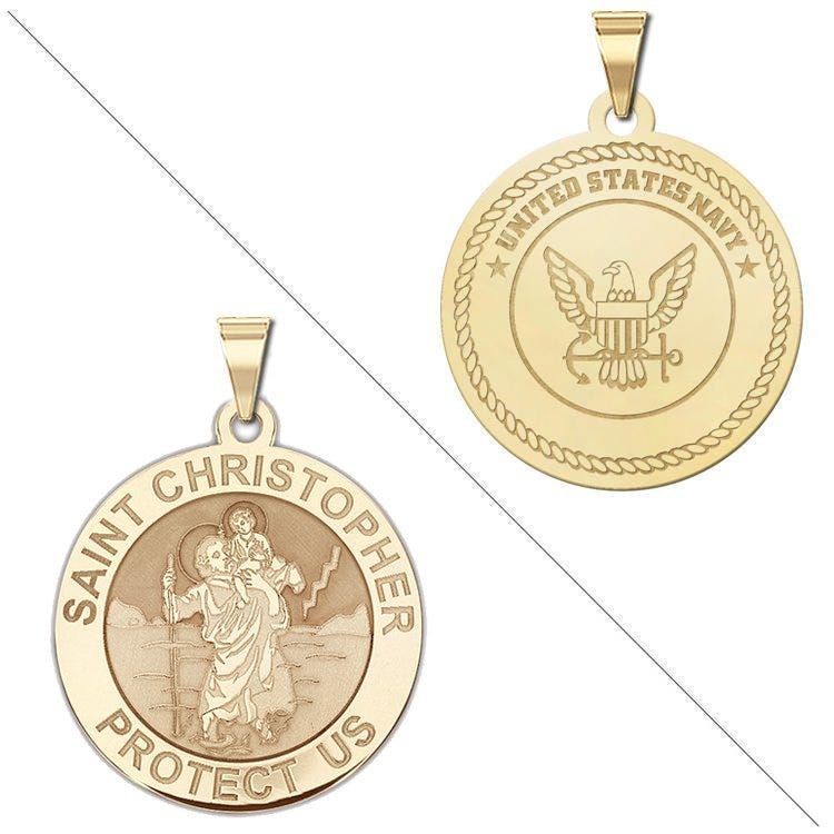 Saint Christopher Doubledside NAVY Religious Medal "EXCLUSIVE"