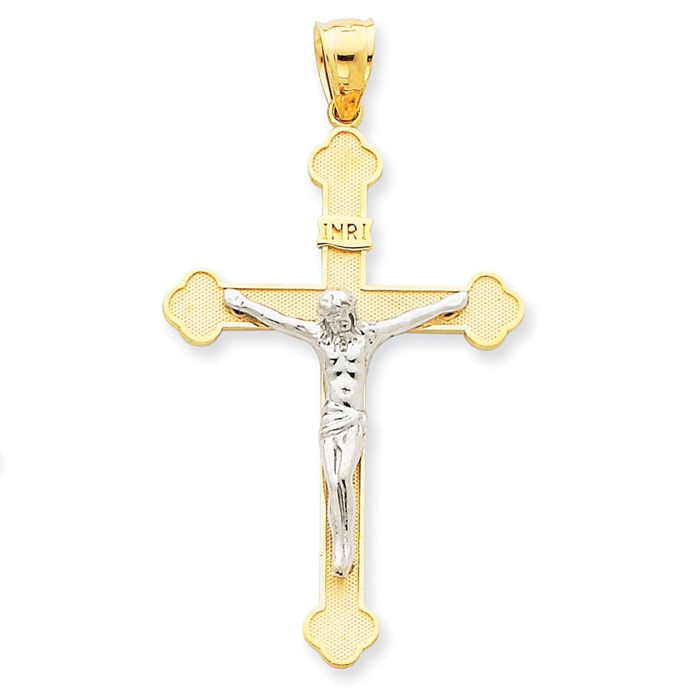 14k Two-tone INRI Crucifix Pendant