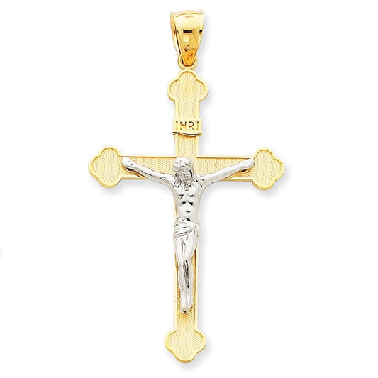14k Two-tone INRI Crucifix Pendant