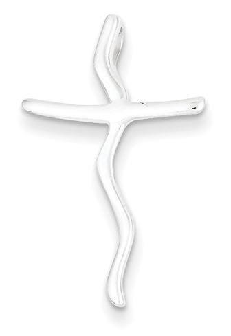 Sterling Silver Polished Freeform Cross Pendant