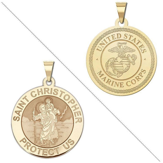 Saint Christopher Doubledside MARINES Religious Medal "EXCLUSIVE"