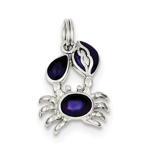 Sterling Silver Purple Enameled Crab Charm