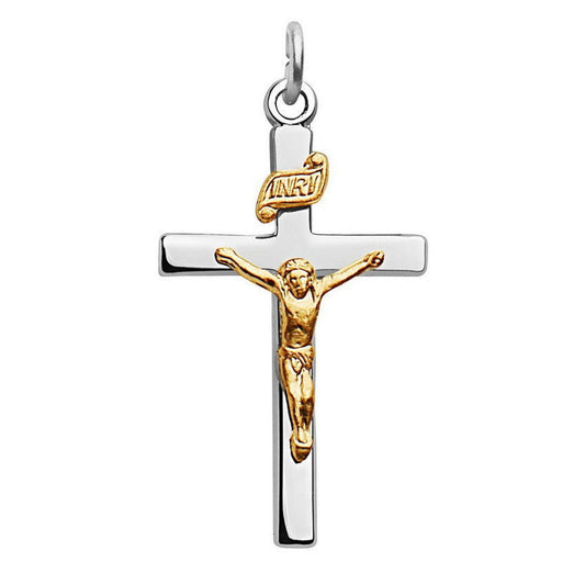 Sterling Silver Two Tone Crucifix Pendant