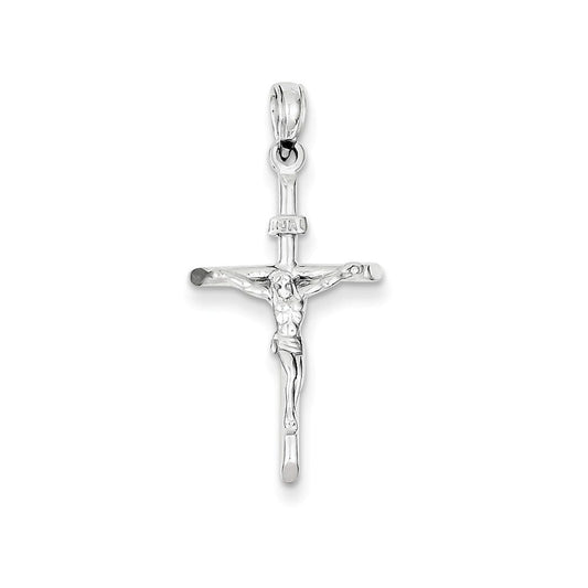 14k White Gold INRI Crucifix Pendant