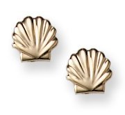 14K Yellow Gold Shell Children Post Earrings