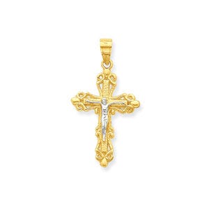10k & Rhodium Crucifix Pendant