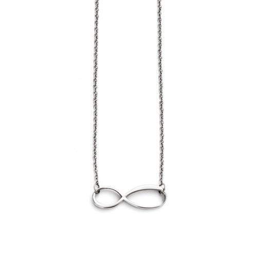 Stainless Steel Brushed Finish Horizontal Infinity Symbol Necklace w/ 20 Inch Chain