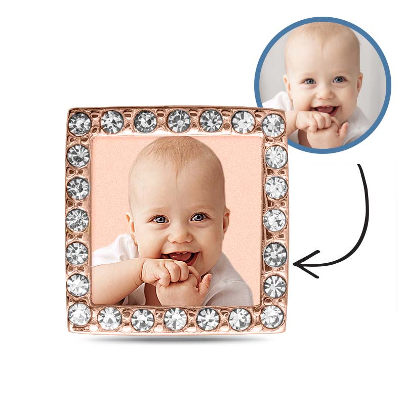 Additional Photo Engraved CZ Square Charm