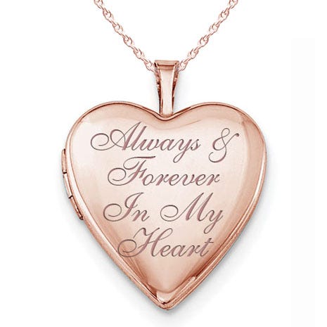 Rose Gold Plated Always & Forever In My Heart Heart Photo Locket