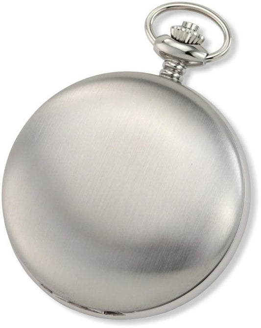Charles-Hubert Paris Stainless Steel Satin Finish Hunter Case Mechanical Pocket Watch
