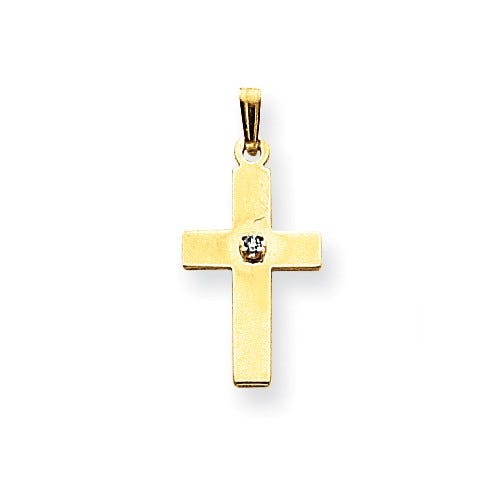 14k Polished .01ct. Diamond Cross Pendant