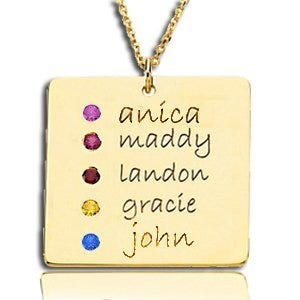Personalized™ with Five Birthstones Square Pendant