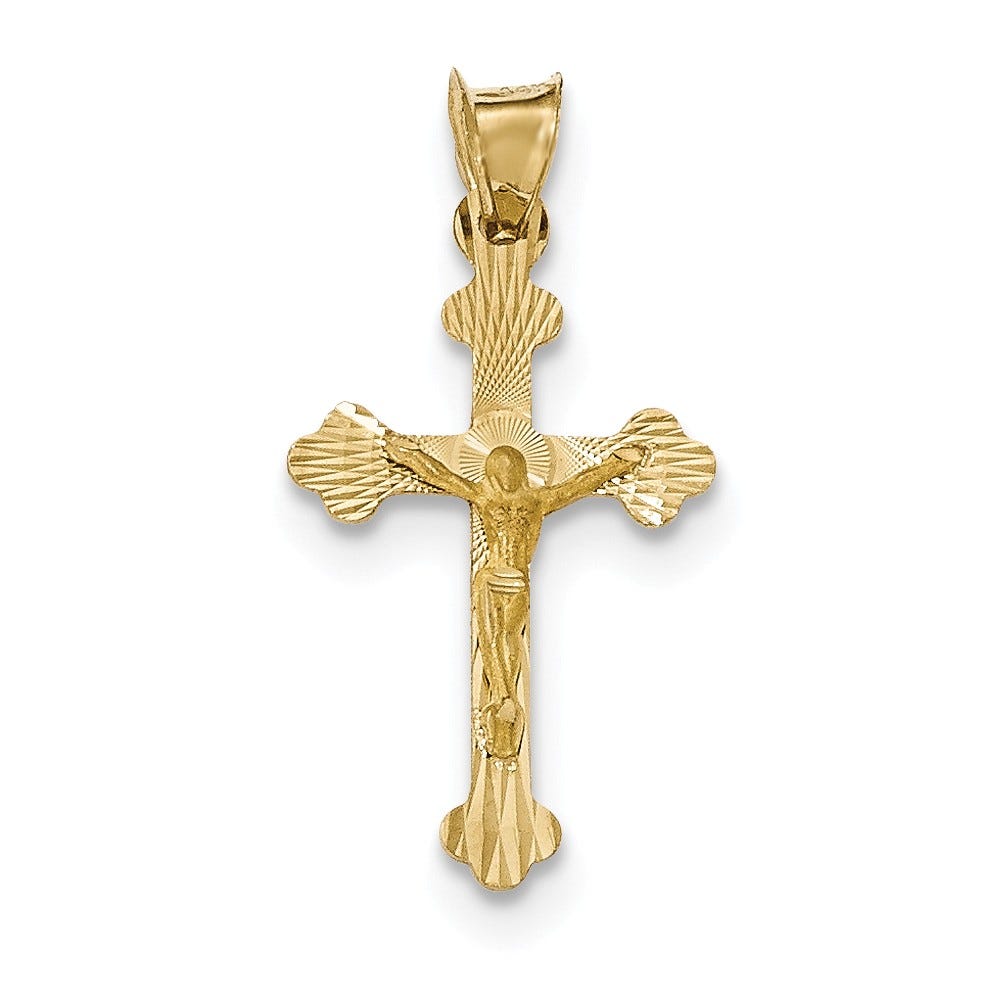 14k Polished Satin and D/C Crucifix Pendant