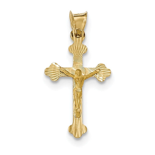 14k Polished Satin and D/C Crucifix Pendant