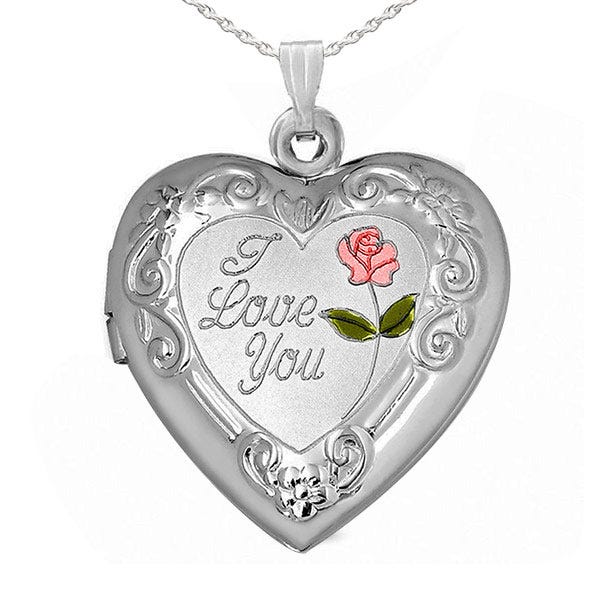 Sterling Silver "I Love You" Heart Photo Locket