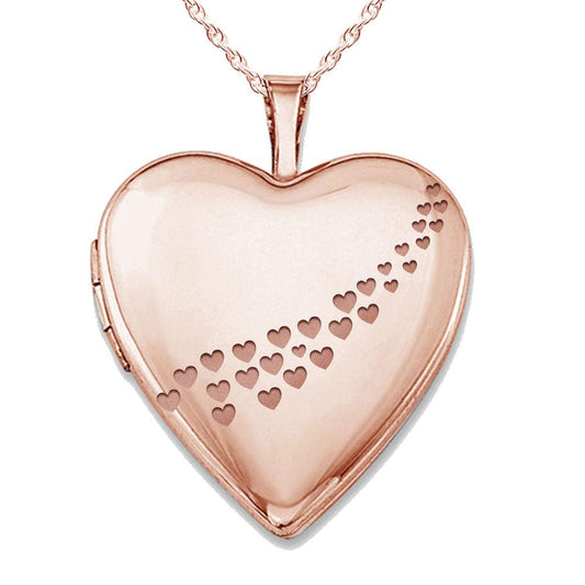 Rose Gold Plated "Cascade of Hearts" Heart Photo Locket