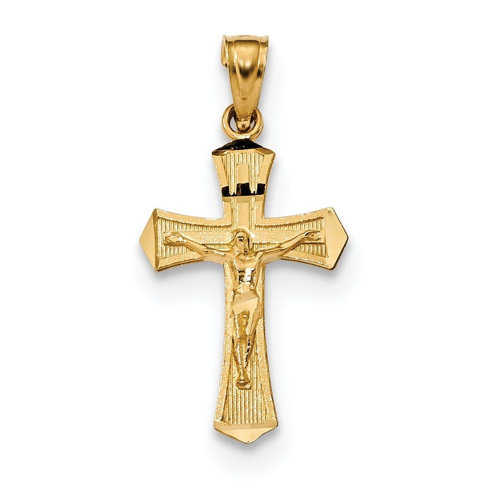 14k Diamond-cut Crucifix Pendant