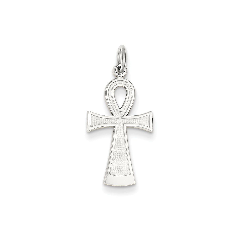 14k White Gold Ankh Cross Pendant
