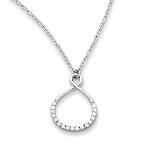 Sterling Silver with CZ Vertical Infinity Symbol Necklace w/ 16 Inch Chain