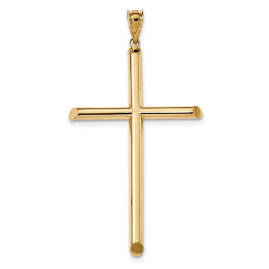 14k Polished Tube Cross Pendant