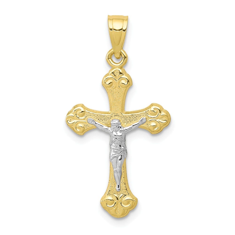 10k & Rhodium Crucifix Pendant