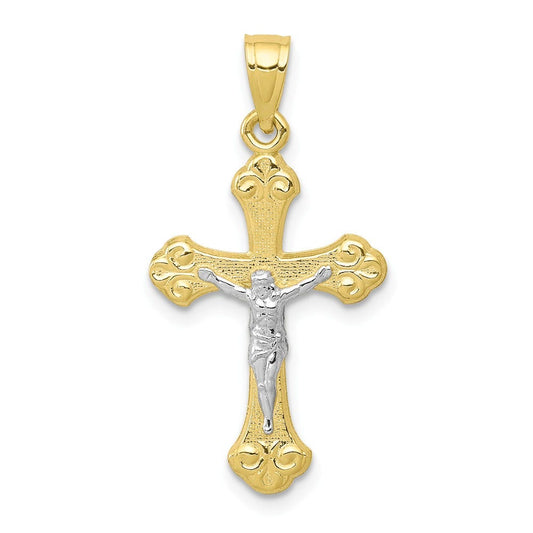 10k & Rhodium Crucifix Pendant