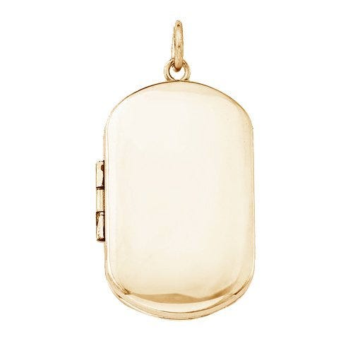 14k Gold Filled Dog Tag Photo Locket - 1 inch x 1-1/4 inch Gold Filled