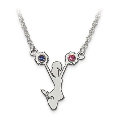 Customized Cheerleader Charm or Pendant with Birthstones