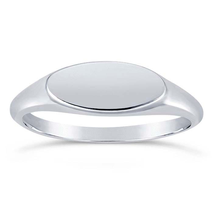Sterling Silver Women's Sideways Oval Signet Ring