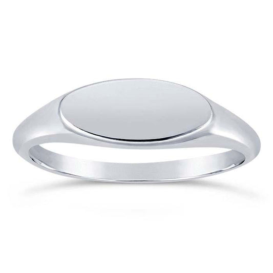 Sterling Silver Women's Sideways Oval Signet Ring