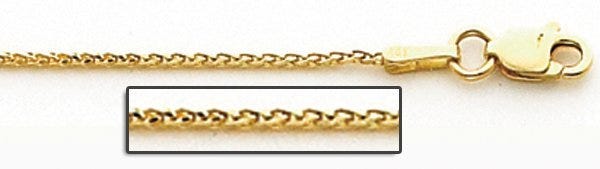 14K Yellow Gold 1.0mm Classic Wheat Chain