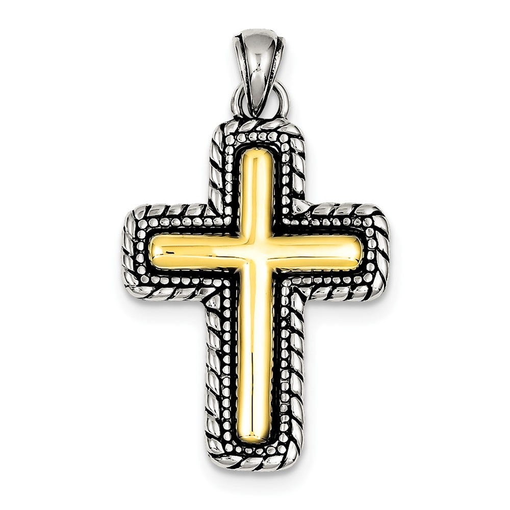 Sterling Silver & Vermeil Antiqued Cross Pendant