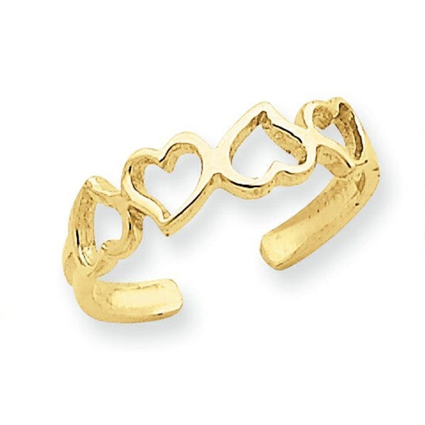 14k Yellow Gold Heart Toe Ring