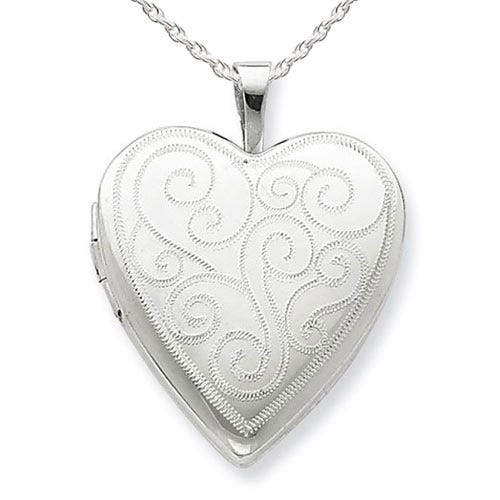 Sterling Silver Swirl Design Heart Photo Locket
