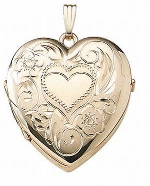 Solid 14K Yellow Gold Heart Four Photo Locket