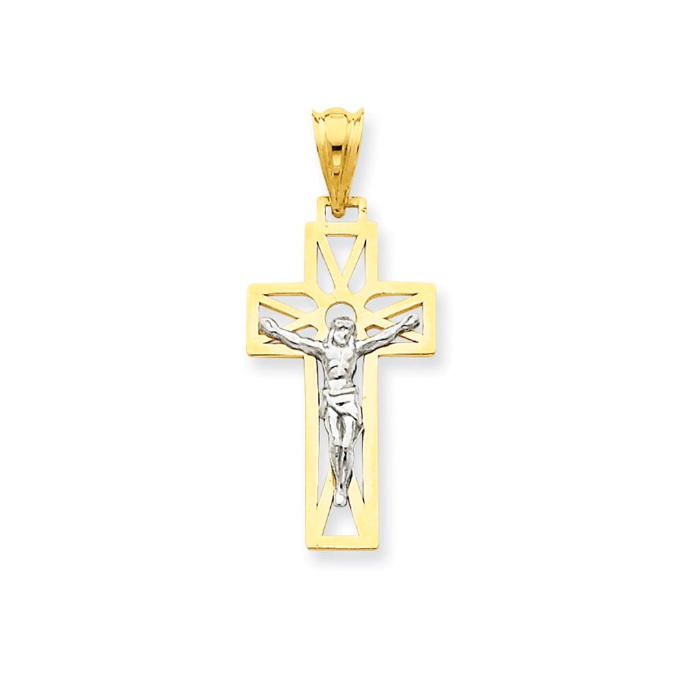14K Two-tone Crucifix Pendant