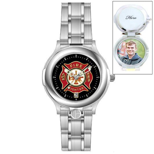 Portrait Watch Firefighter's Watch, Silver Stainless, for Men - Stainless Steel