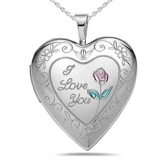 Sterling Silver "I Love You" Heart Photo Locket
