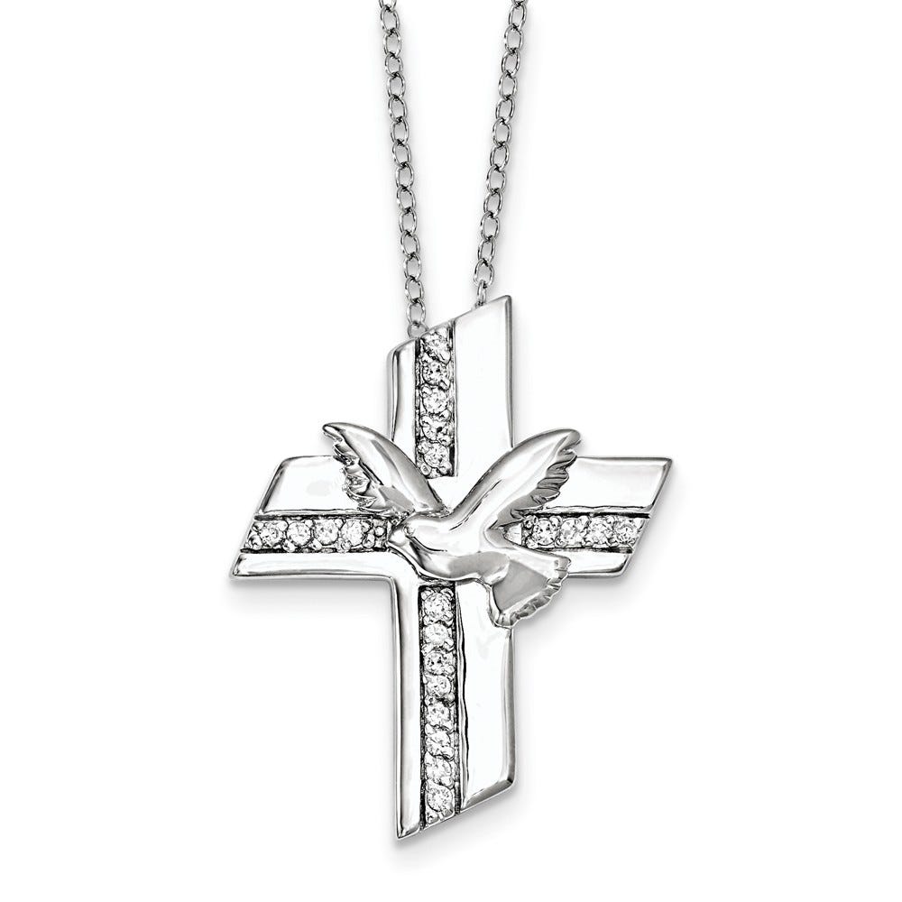 Sterling Silver CZ Confirmation Blessings 18in. Necklace