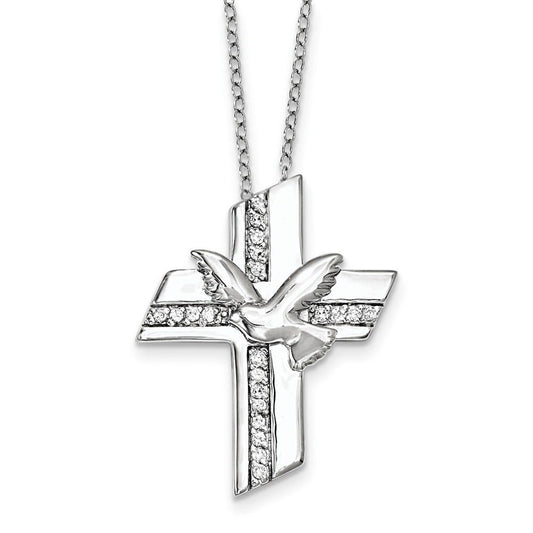 Sterling Silver CZ Confirmation Blessings 18in. Necklace