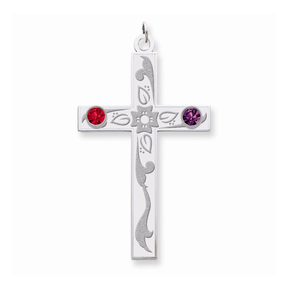 Sterling Silver Crystal Family Cross Pendant